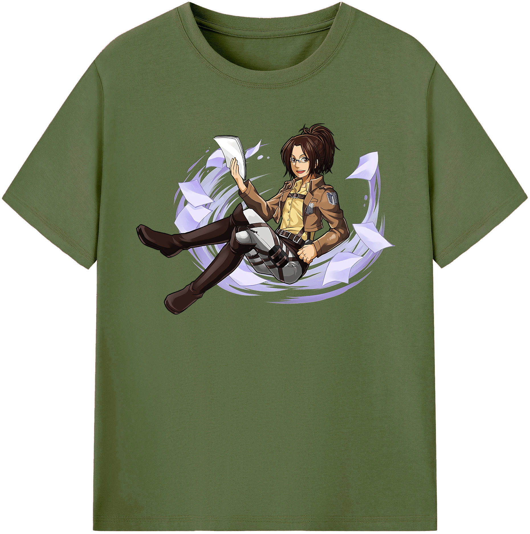 （画像用） 進撃の巨人 ハンジ·ゾエ Attack on Titan Hanji Zoe 綿100％半袖Tシャツ（フロントプリント）
